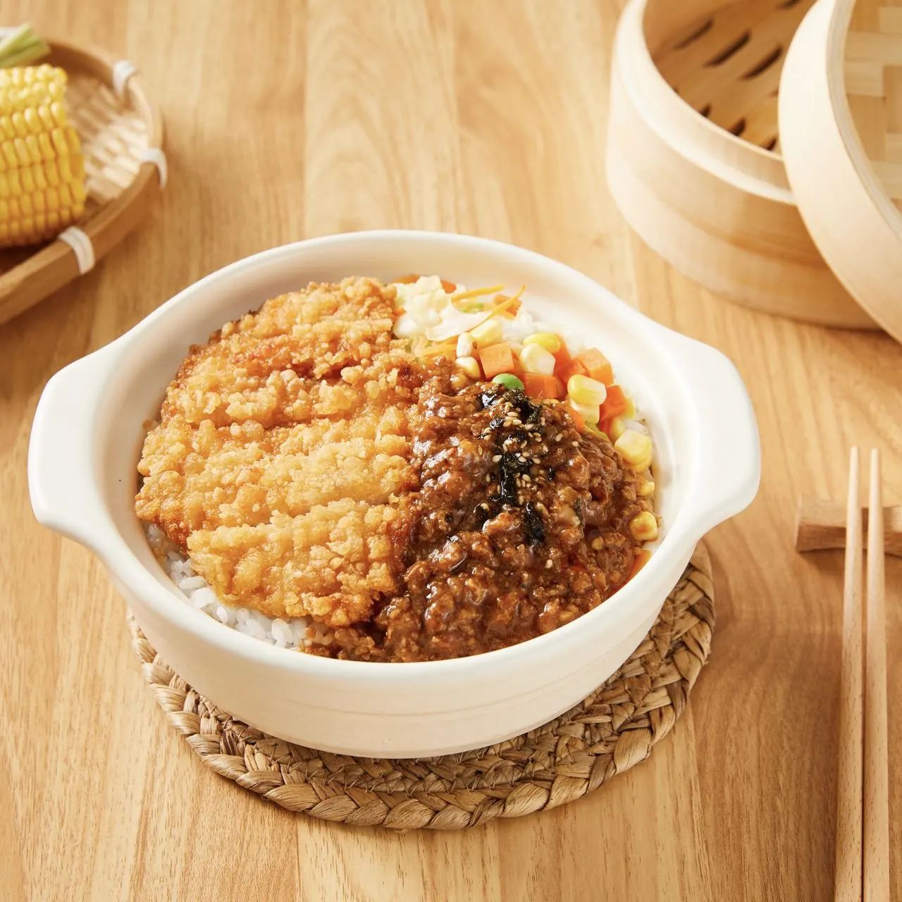 鹵肉豬排雙拼飯